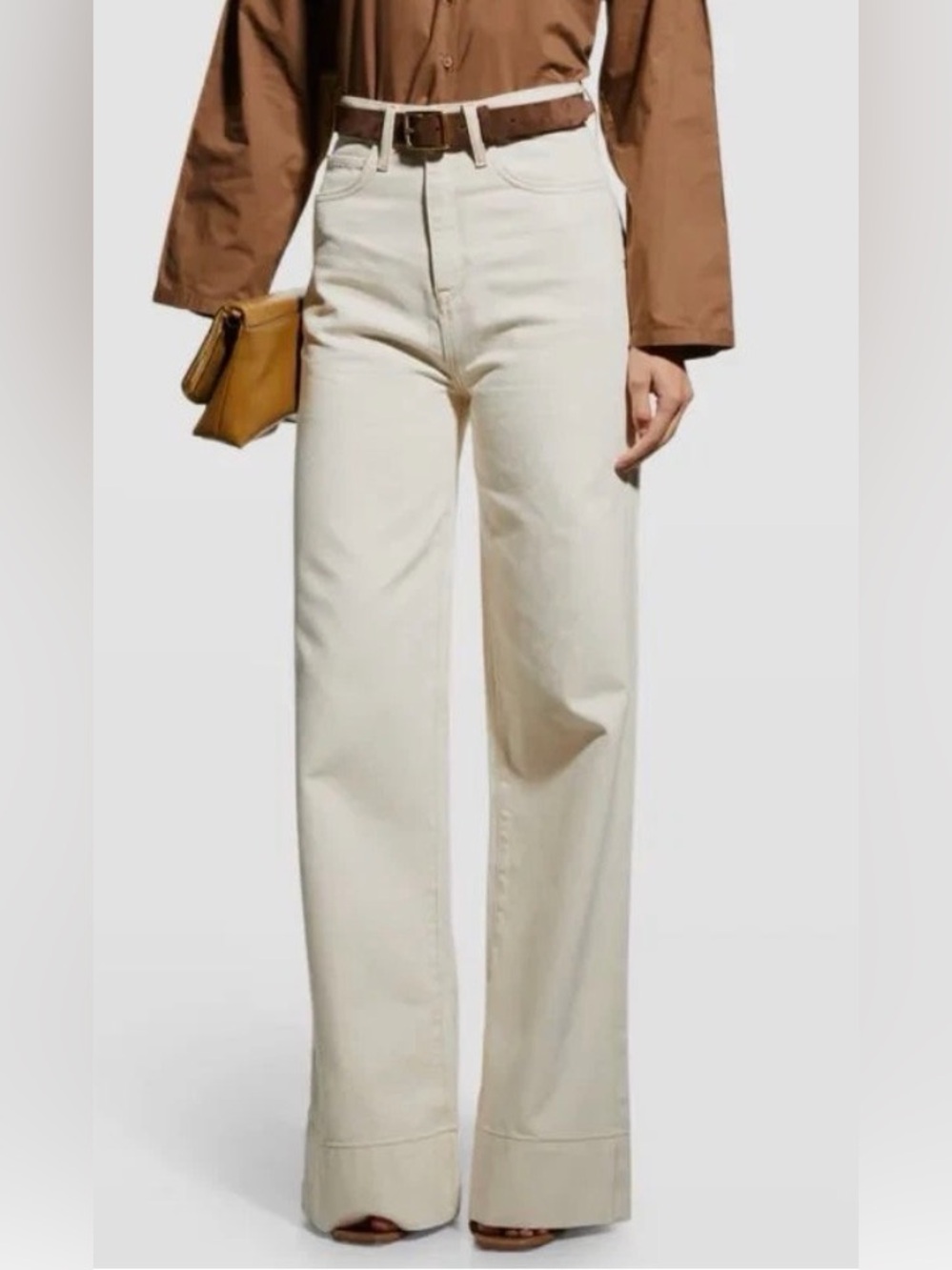 Triarchy Women's Ms.Onassis High-Rise Wide-Leg Ivory Jeans Size 25 - New